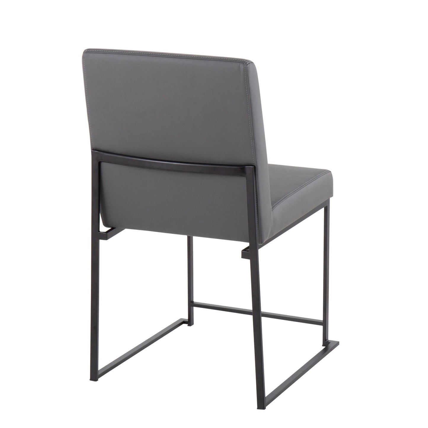 High Back Fuji Contemporary Dining Chair in Gold Steel and Beige Fabric   - Set of 2