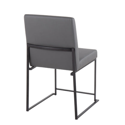 High Back Fuji Contemporary Dining Chair in Gold Steel and Beige Fabric   - Set of 2