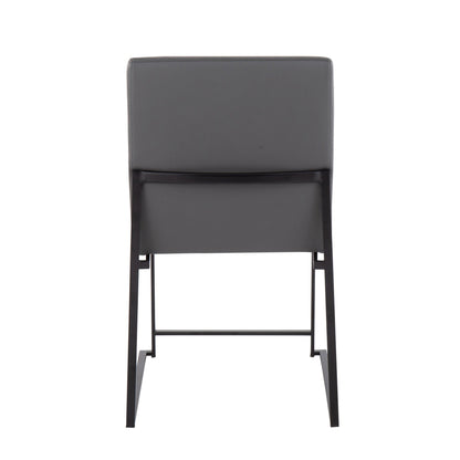 High Back Fuji Contemporary Dining Chair in Gold Steel and Beige Fabric   - Set of 2