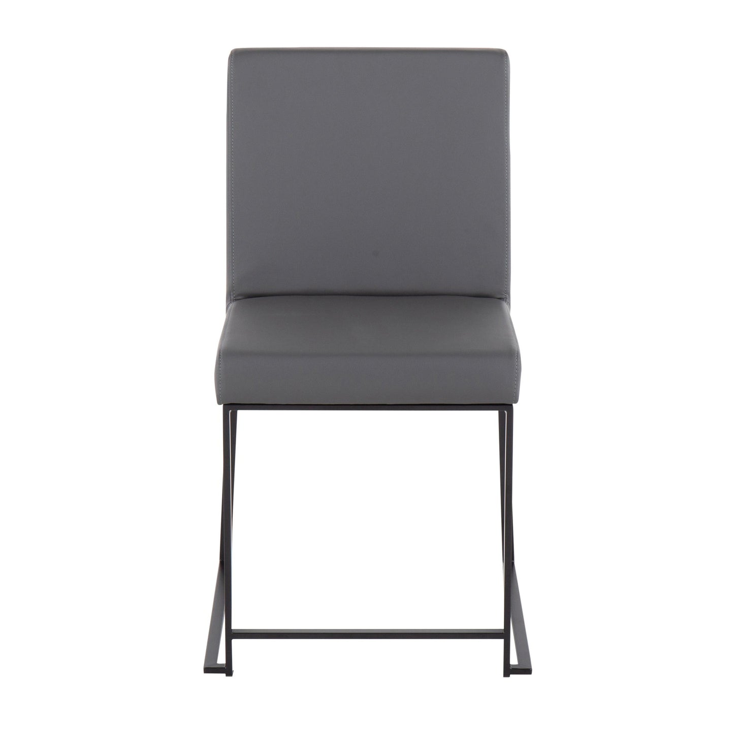 High Back Fuji Contemporary Dining Chair in Gold Steel and Beige Fabric   - Set of 2