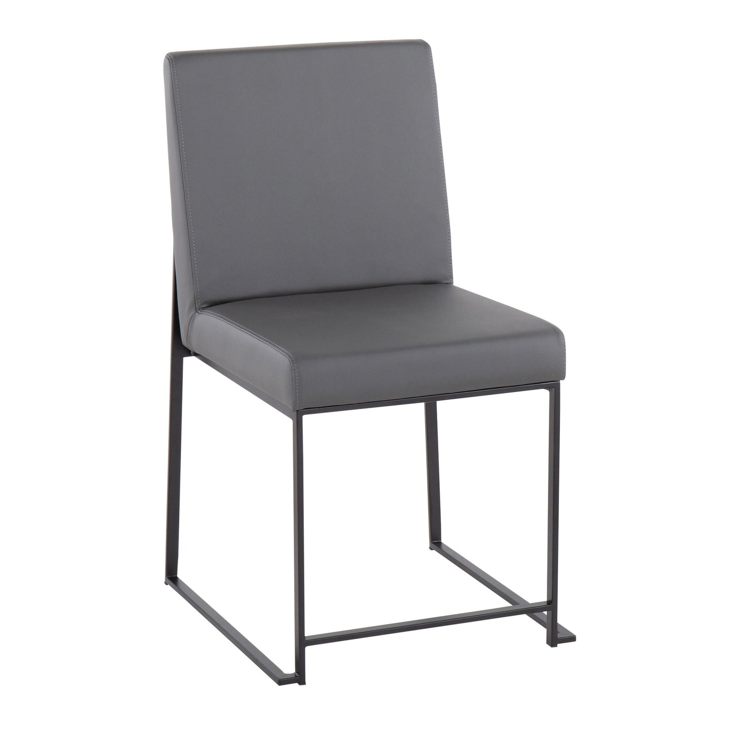 High Back Fuji Contemporary Dining Chair in Gold Steel and Beige Fabric   - Set of 2