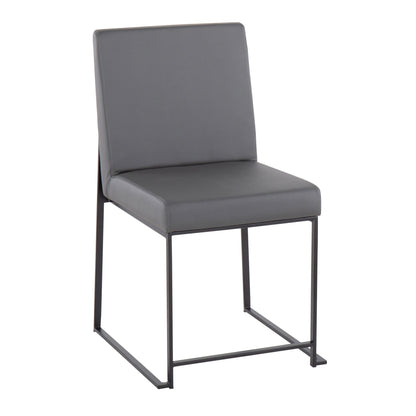 High Back Fuji Contemporary Dining Chair in Gold Steel and Beige Fabric   - Set of 2