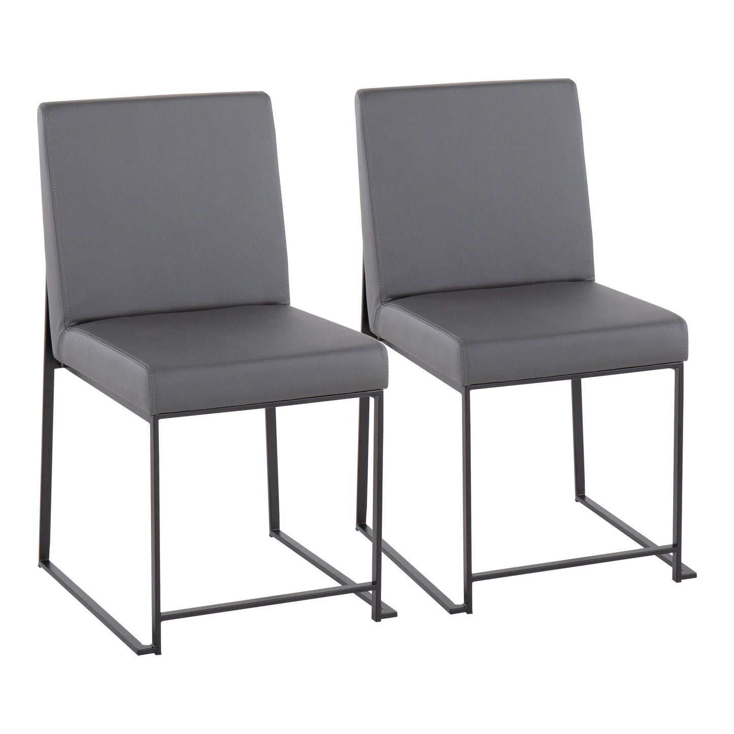 High Back Fuji Contemporary Dining Chair in Gold Steel and Beige Fabric   - Set of 2