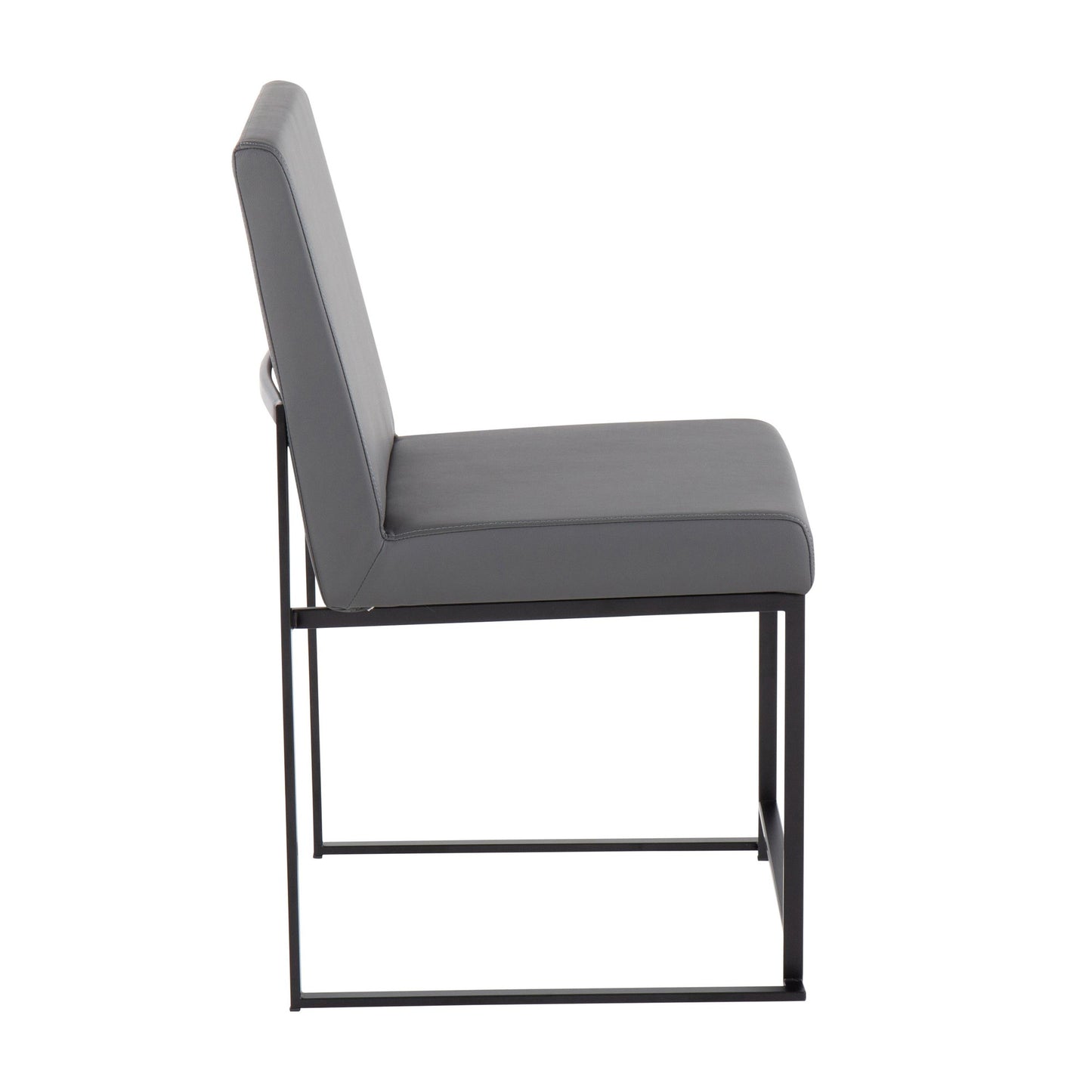 High Back Fuji Contemporary Dining Chair in Gold Steel and Beige Fabric   - Set of 2