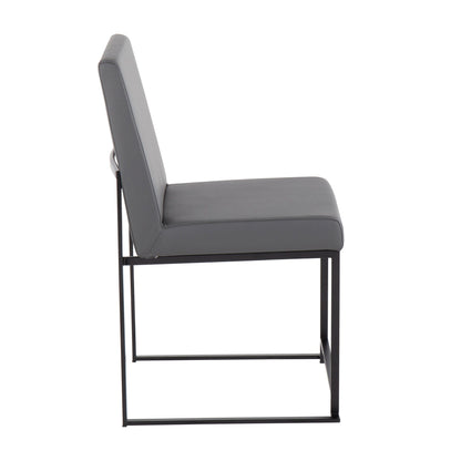 High Back Fuji Contemporary Dining Chair in Gold Steel and Beige Fabric   - Set of 2