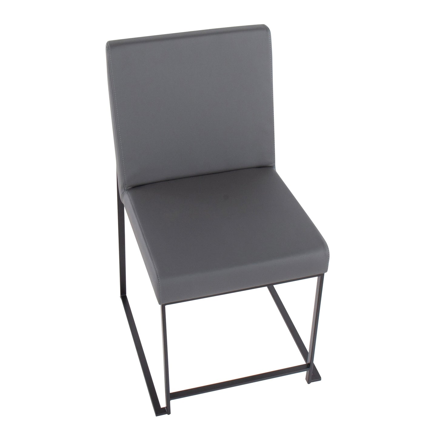 High Back Fuji Contemporary Dining Chair in Gold Steel and Beige Fabric   - Set of 2