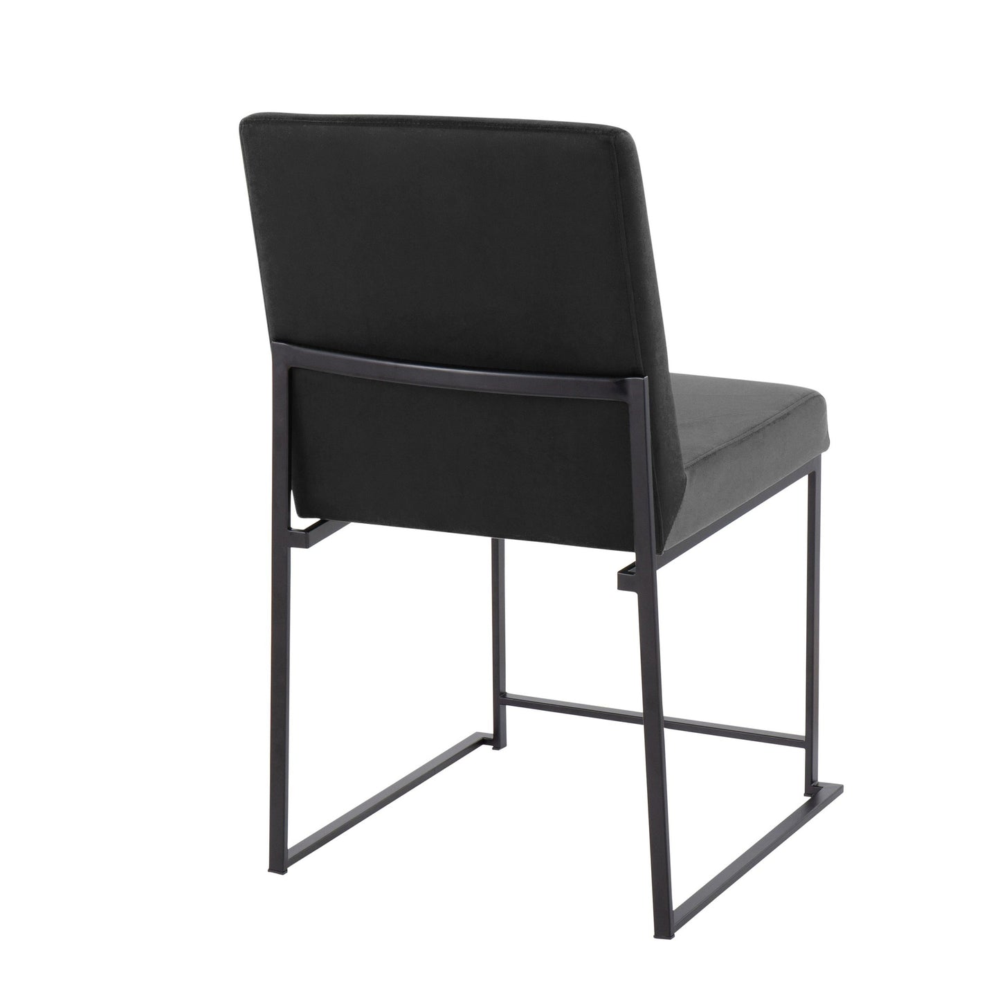 High Back Fuji Contemporary Dining Chair in Gold Steel and Beige Fabric   - Set of 2