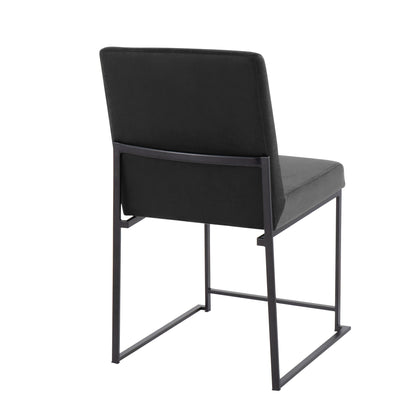 High Back Fuji Contemporary Dining Chair in Gold Steel and Beige Fabric   - Set of 2