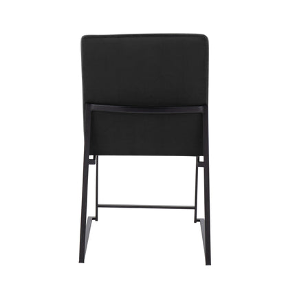 High Back Fuji Contemporary Dining Chair in Gold Steel and Beige Fabric   - Set of 2
