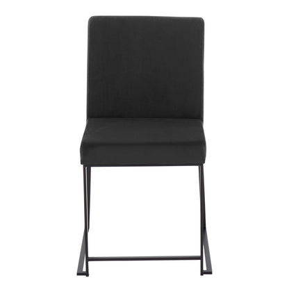 High Back Fuji Contemporary Dining Chair in Gold Steel and Beige Fabric   - Set of 2