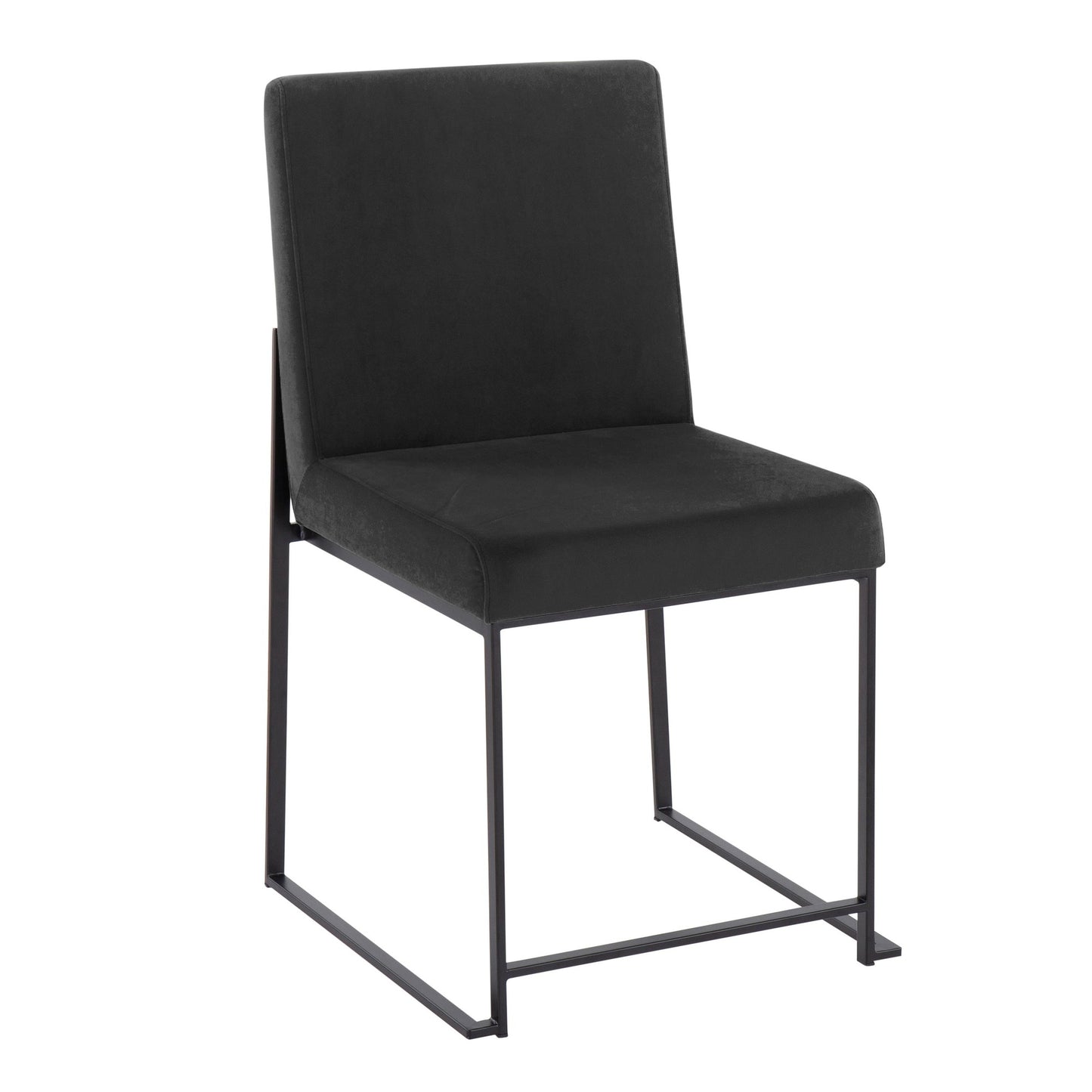 High Back Fuji Contemporary Dining Chair in Gold Steel and Beige Fabric   - Set of 2