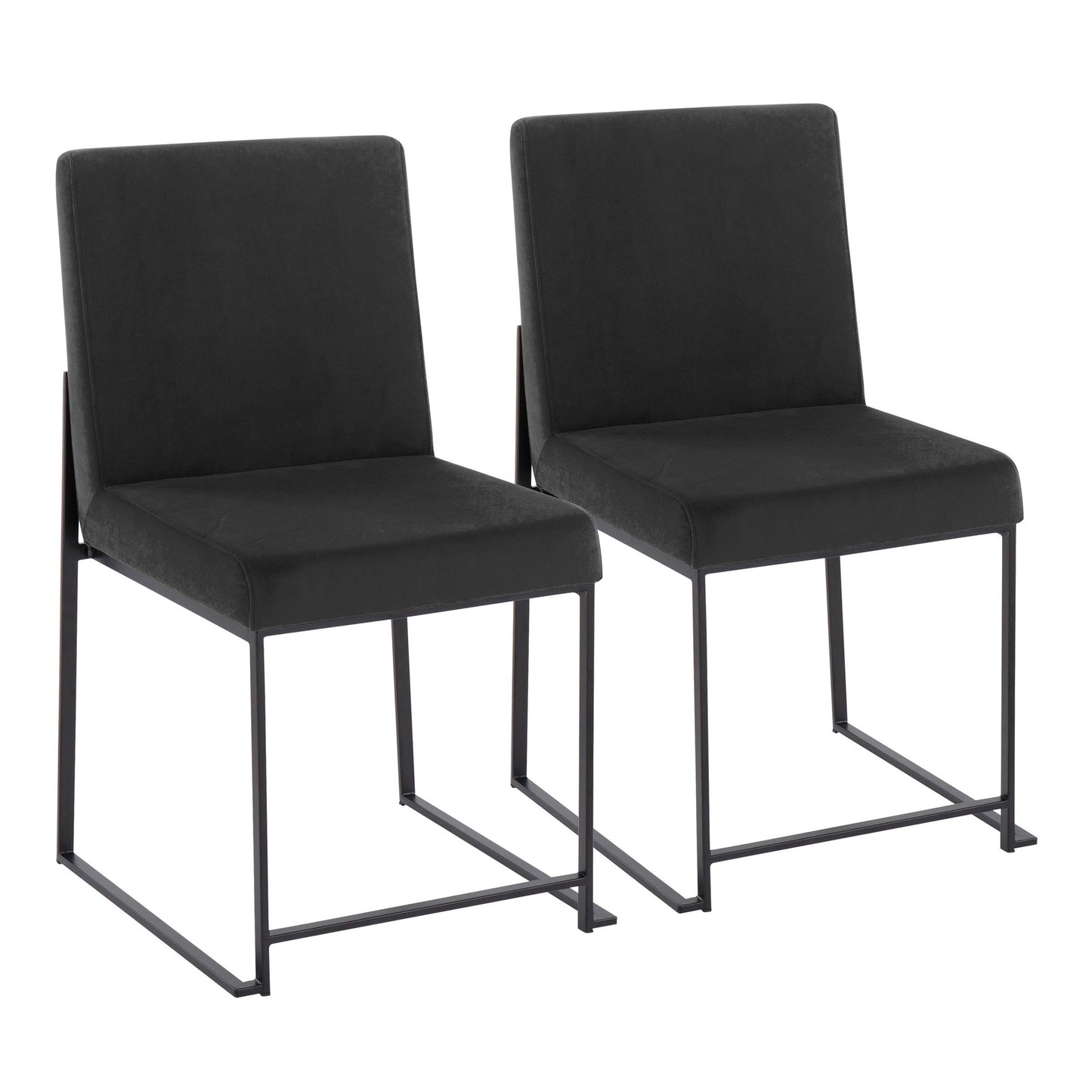 High Back Fuji Contemporary Dining Chair in Gold Steel and Beige Fabric   - Set of 2