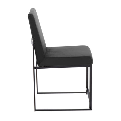 High Back Fuji Contemporary Dining Chair in Gold Steel and Beige Fabric   - Set of 2