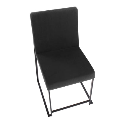 High Back Fuji Contemporary Dining Chair in Gold Steel and Beige Fabric   - Set of 2