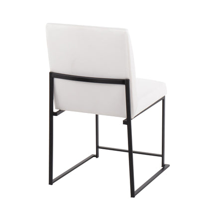 High Back Fuji Contemporary Dining Chair in Gold Steel and Beige Fabric   - Set of 2