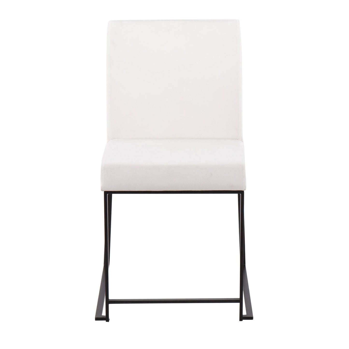 High Back Fuji Contemporary Dining Chair in Gold Steel and Beige Fabric   - Set of 2