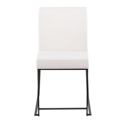 High Back Fuji Contemporary Dining Chair in Gold Steel and Beige Fabric   - Set of 2