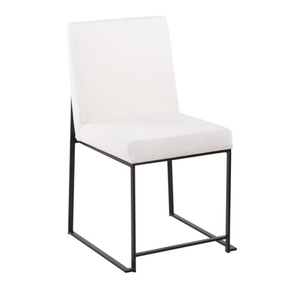 High Back Fuji Contemporary Dining Chair in Gold Steel and Beige Fabric   - Set of 2