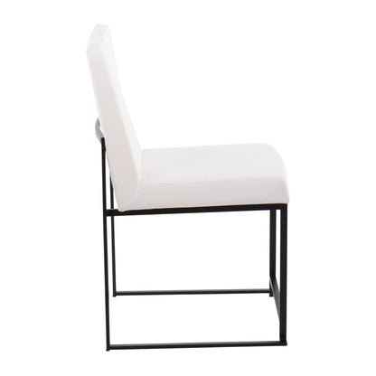 High Back Fuji Contemporary Dining Chair in Gold Steel and Beige Fabric   - Set of 2
