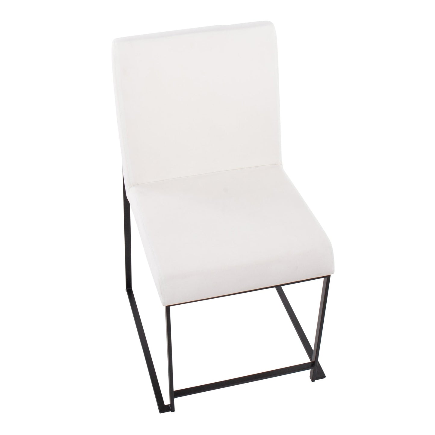 High Back Fuji Contemporary Dining Chair in Gold Steel and Beige Fabric   - Set of 2