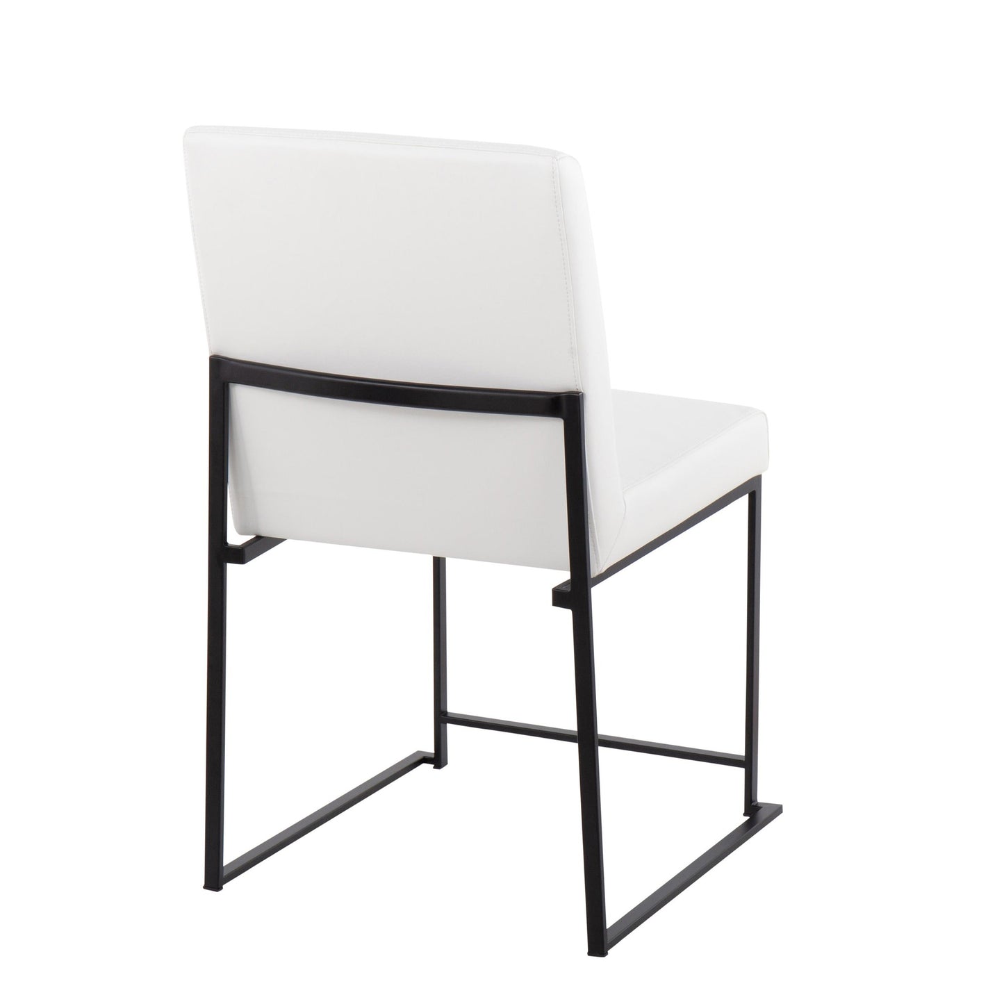 High Back Fuji Contemporary Dining Chair in Gold Steel and Beige Fabric   - Set of 2