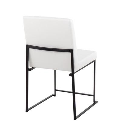 High Back Fuji Contemporary Dining Chair in Gold Steel and Beige Fabric   - Set of 2