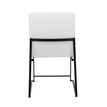High Back Fuji Contemporary Dining Chair in Gold Steel and Beige Fabric   - Set of 2