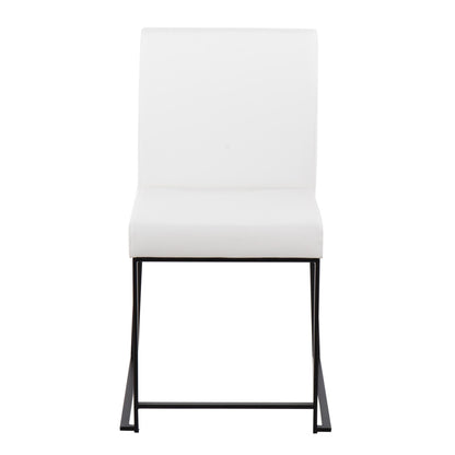 High Back Fuji Contemporary Dining Chair in Gold Steel and Beige Fabric   - Set of 2