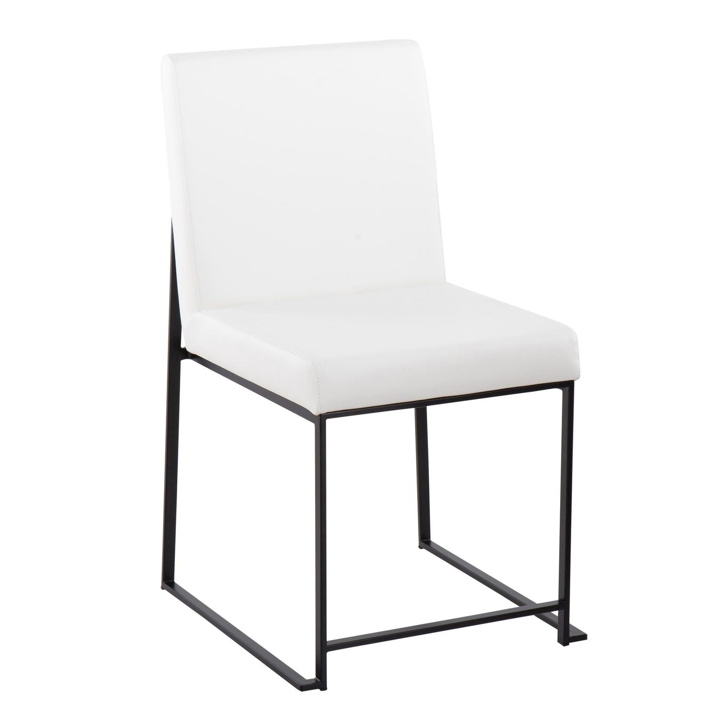 High Back Fuji Contemporary Dining Chair in Gold Steel and Beige Fabric   - Set of 2