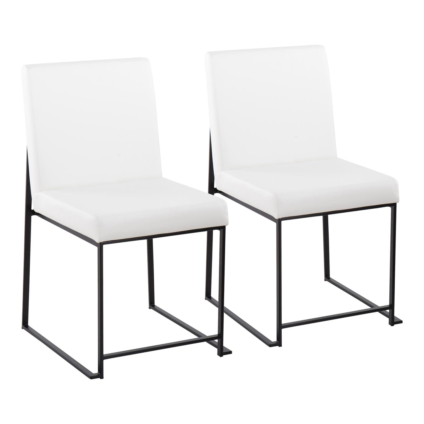 High Back Fuji Contemporary Dining Chair in Gold Steel and Beige Fabric   - Set of 2