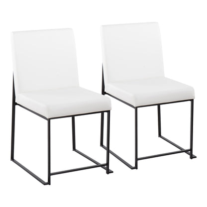 High Back Fuji Contemporary Dining Chair in Gold Steel and Beige Fabric   - Set of 2