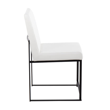 High Back Fuji Contemporary Dining Chair in Gold Steel and Beige Fabric   - Set of 2