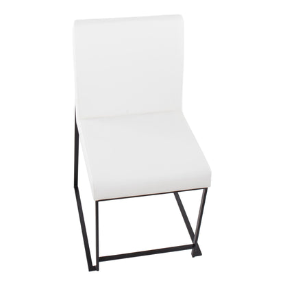 High Back Fuji Contemporary Dining Chair in Gold Steel and Beige Fabric   - Set of 2