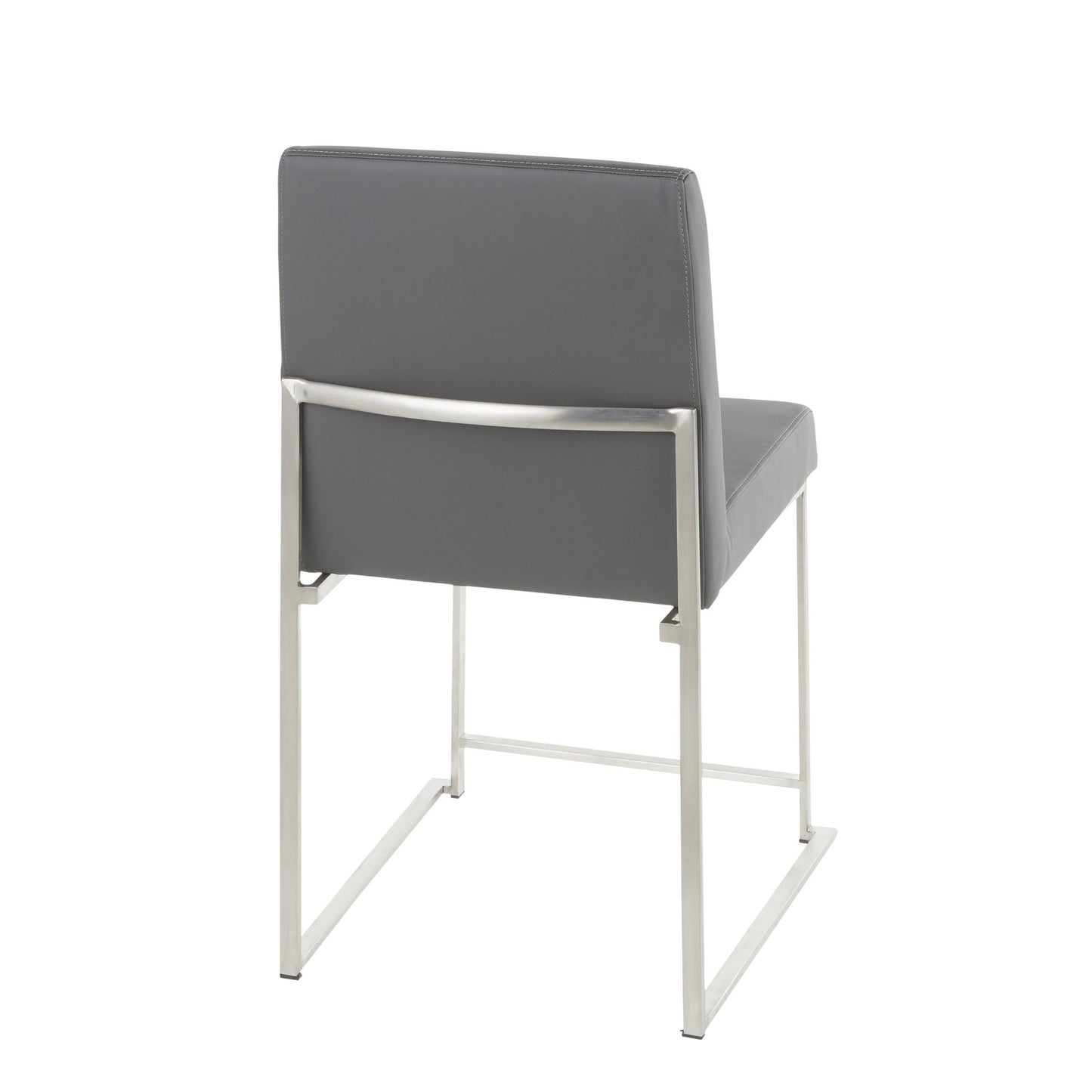High Back Fuji Contemporary Dining Chair in Gold Steel and Beige Fabric   - Set of 2