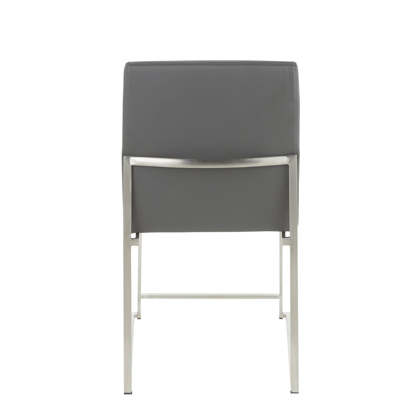 High Back Fuji Contemporary Dining Chair in Gold Steel and Beige Fabric   - Set of 2