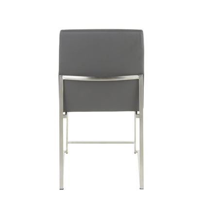 High Back Fuji Contemporary Dining Chair in Gold Steel and Beige Fabric   - Set of 2