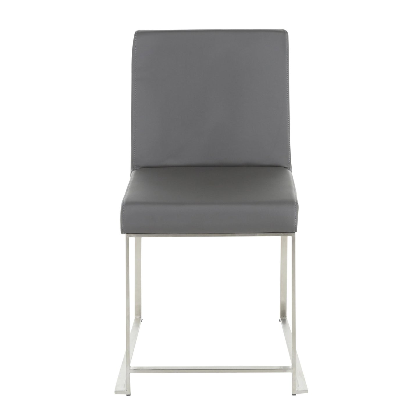High Back Fuji Contemporary Dining Chair in Gold Steel and Beige Fabric   - Set of 2