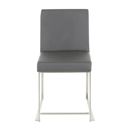 High Back Fuji Contemporary Dining Chair in Gold Steel and Beige Fabric   - Set of 2