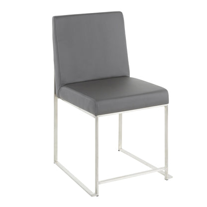 High Back Fuji Contemporary Dining Chair in Gold Steel and Beige Fabric   - Set of 2