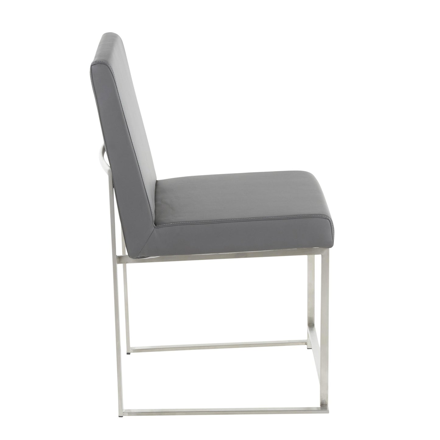 High Back Fuji Contemporary Dining Chair in Gold Steel and Beige Fabric   - Set of 2