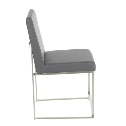 High Back Fuji Contemporary Dining Chair in Gold Steel and Beige Fabric   - Set of 2