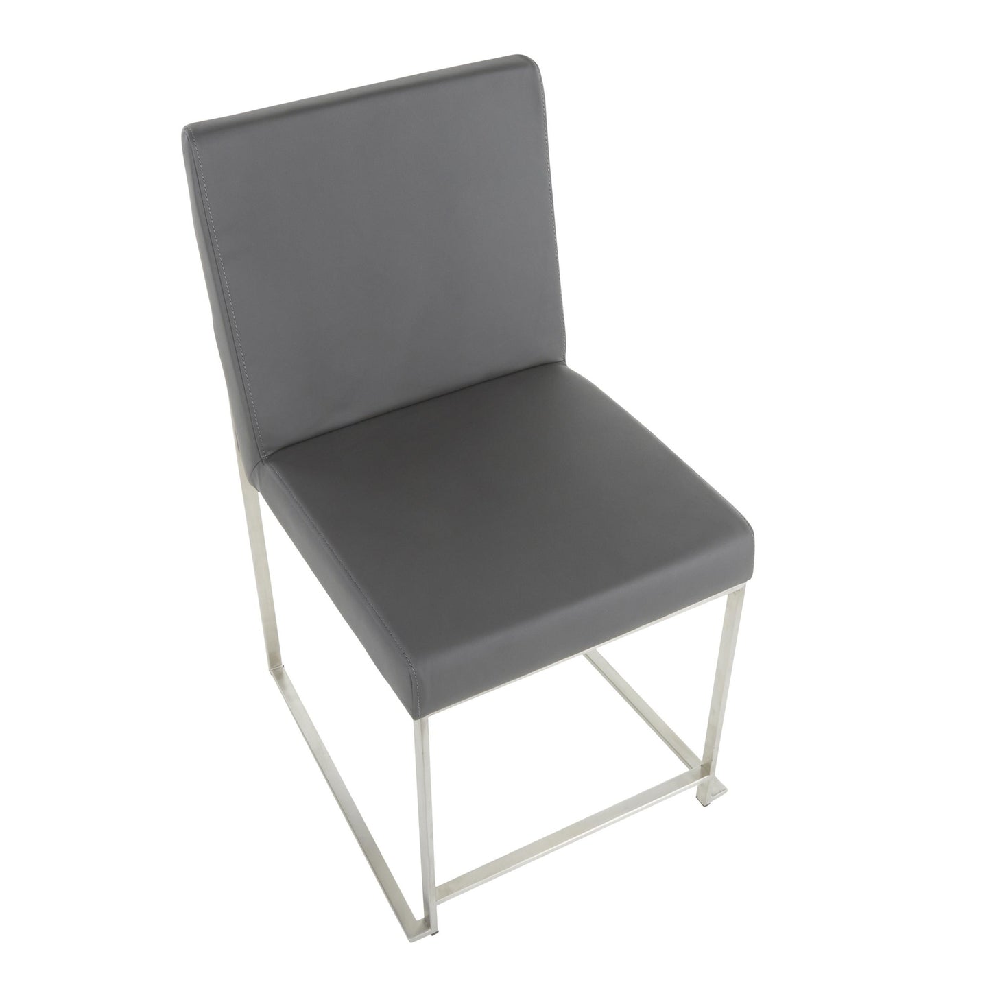 High Back Fuji Contemporary Dining Chair in Gold Steel and Beige Fabric   - Set of 2