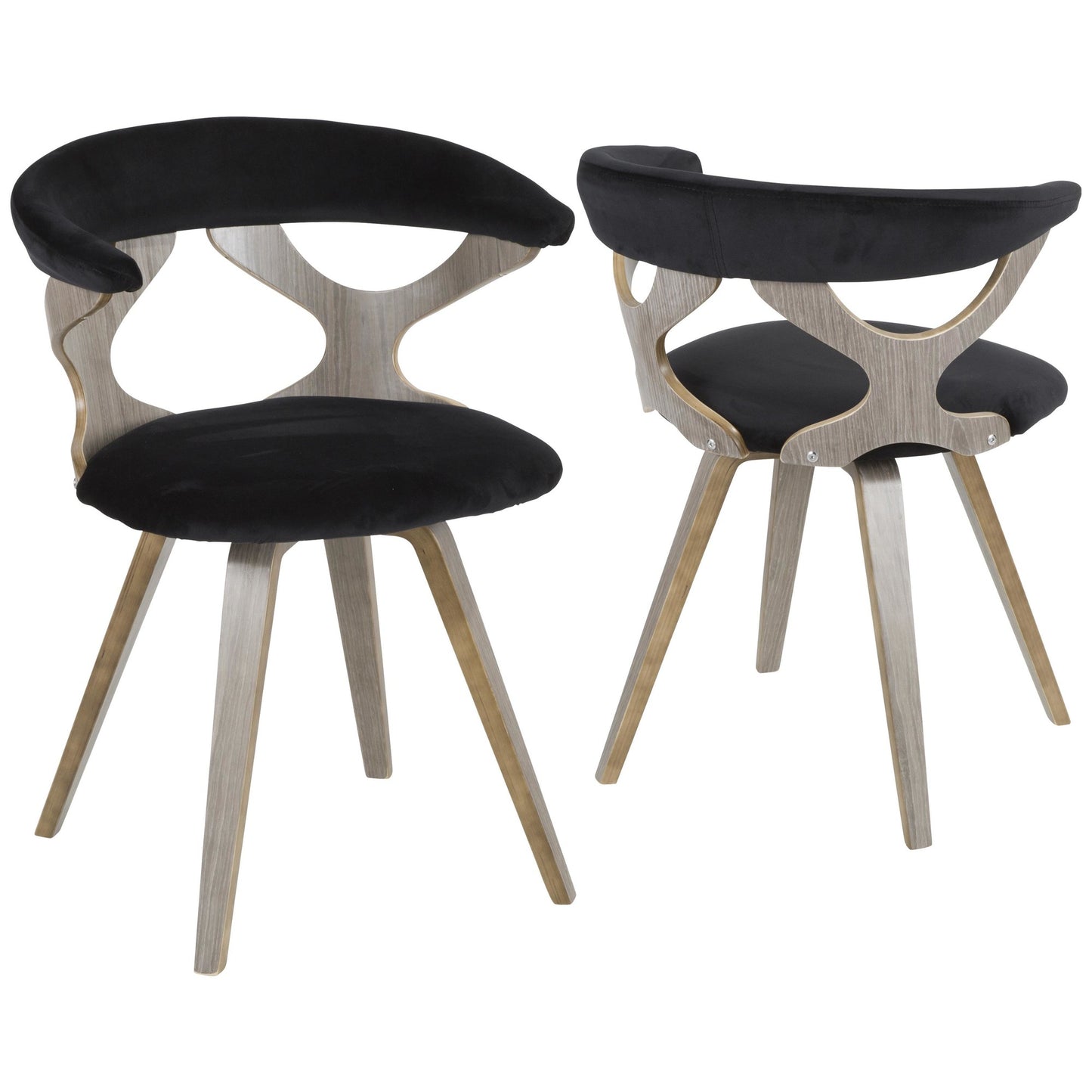 Gardenia Contemporary Dining/Accent Chair with Swivel in Black Wood and Black Faux Leather