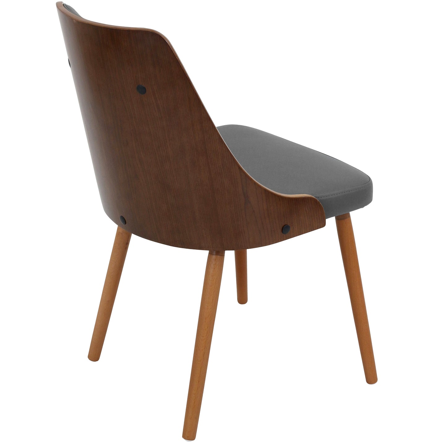 Gianna Contemporary Dinning Chair in Walnut Wood and Brown Faux Leather