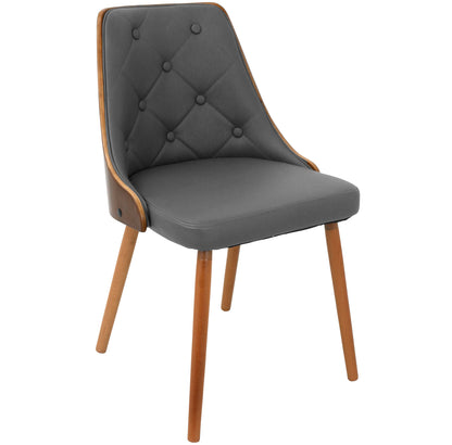 Gianna Contemporary Dinning Chair in Walnut Wood and Brown Faux Leather