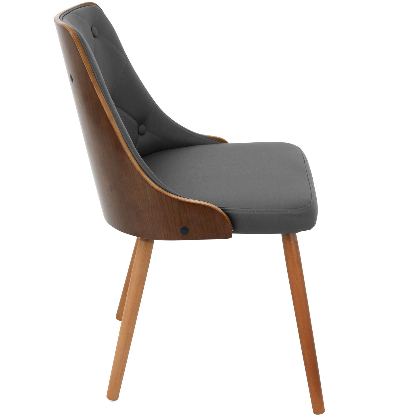 Gianna Contemporary Dinning Chair in Walnut Wood and Brown Faux Leather