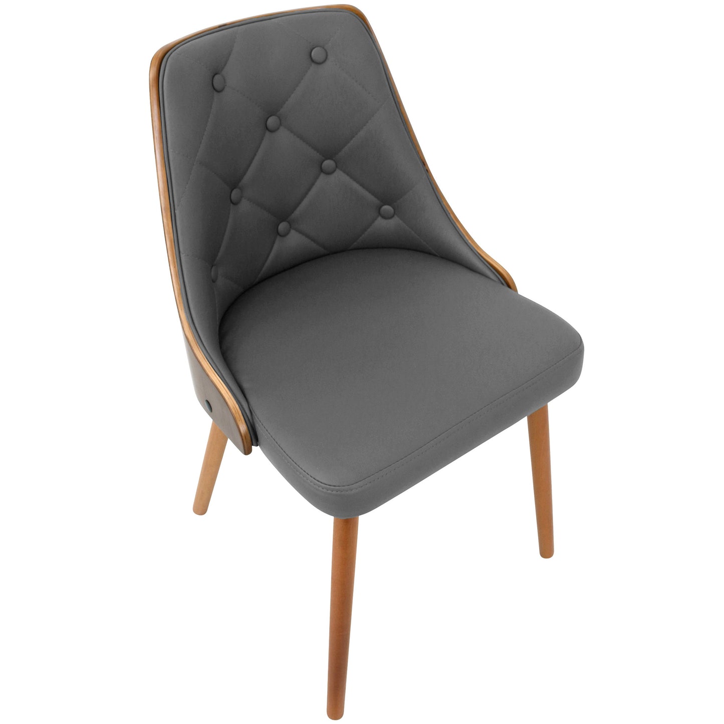 Gianna Contemporary Dinning Chair in Walnut Wood and Brown Faux Leather