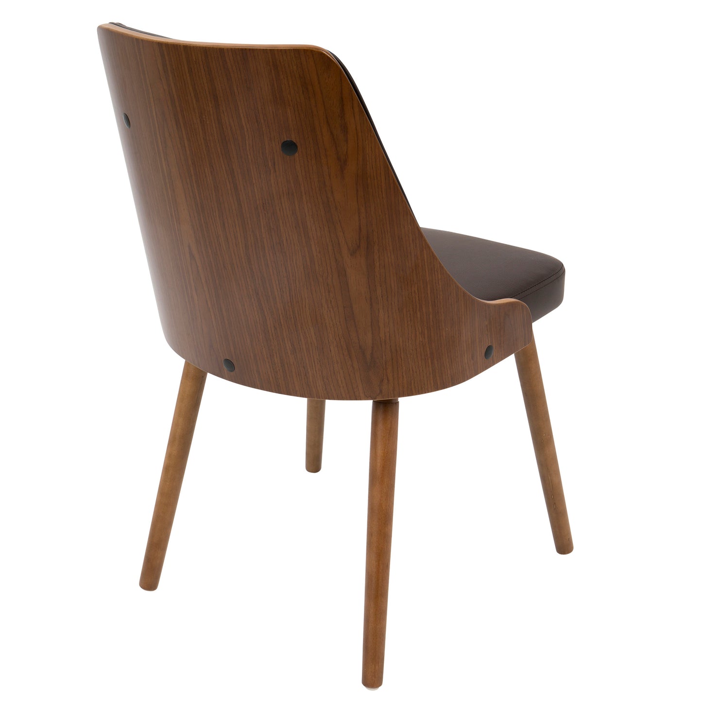 Gianna Contemporary Dinning Chair in Walnut Wood and Brown Faux Leather