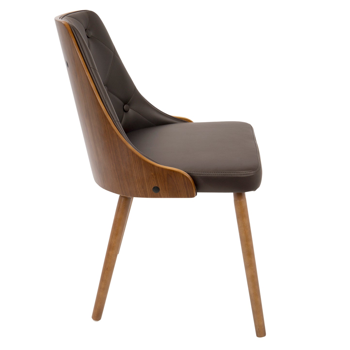 Gianna Contemporary Dinning Chair in Walnut Wood and Brown Faux Leather