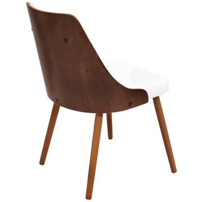 Gianna Contemporary Dinning Chair in Walnut Wood and Brown Faux Leather